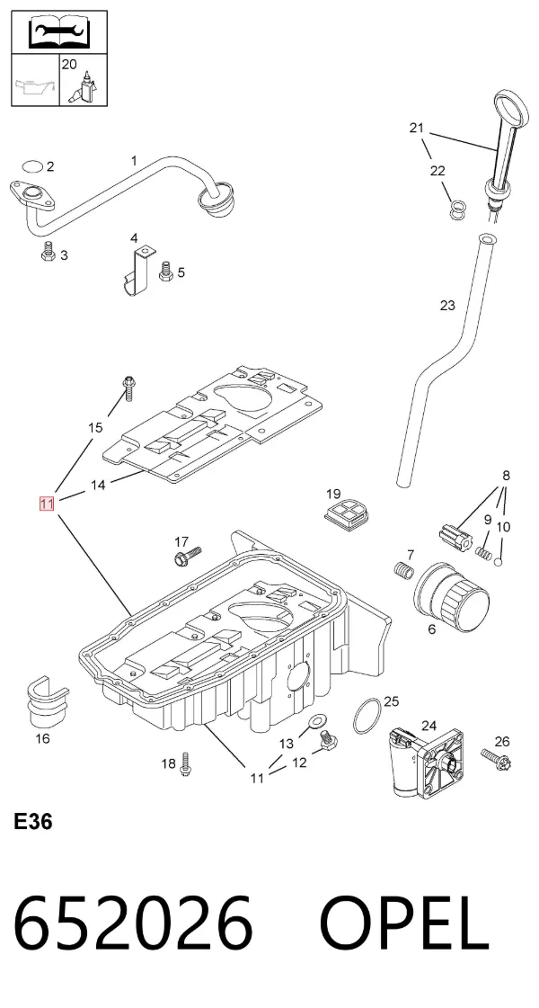 Cárter de aceite del motor 652026 Opel