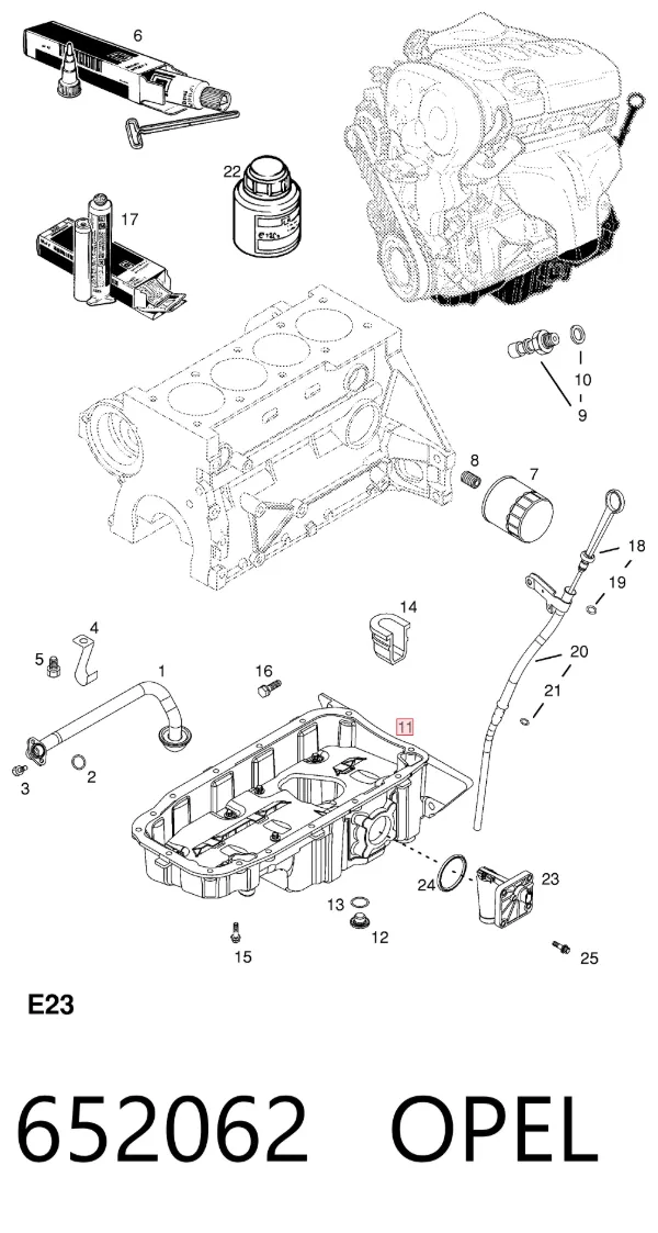 Cárter de aceite del motor 652062 Opel