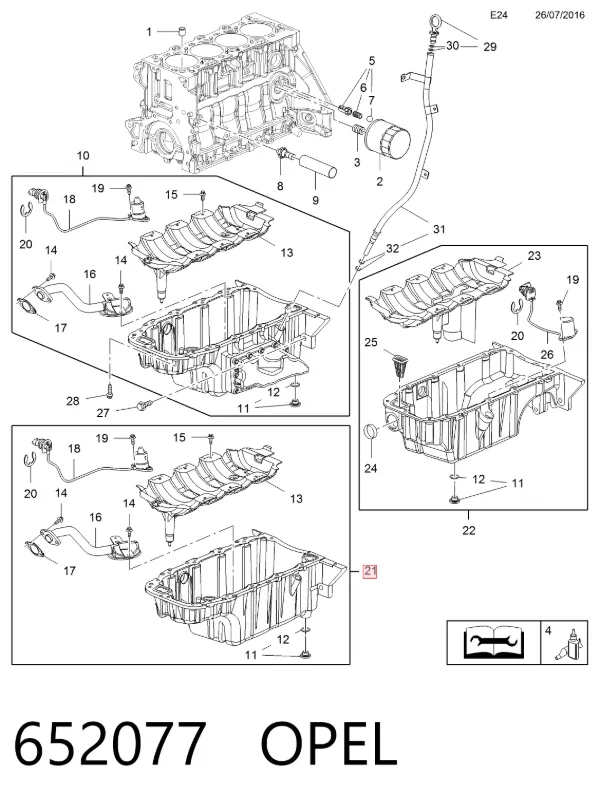 Cárter de aceite del motor 652077 Opel