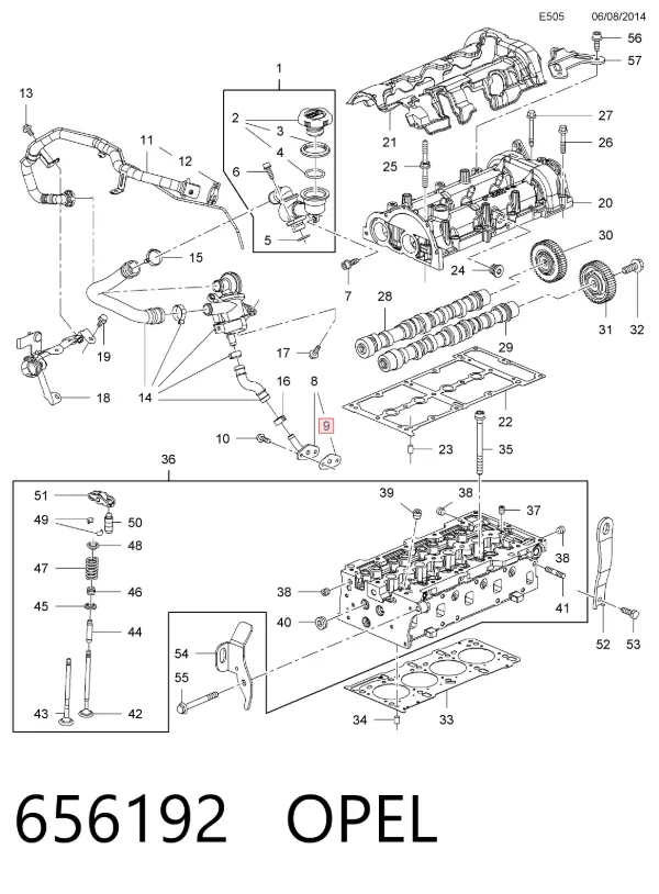 Junta del separador de aceite del sistema de ventilación del cárter 656192 Opel