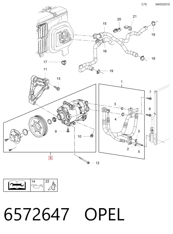 Compresor de aire acondicionado 6572647 Opel