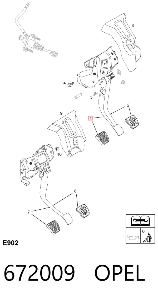 Pedal embrague 672009 Opel