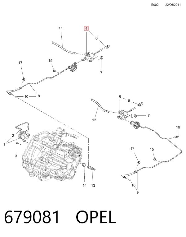 Cilindro maestro de embrague 679081 Opel