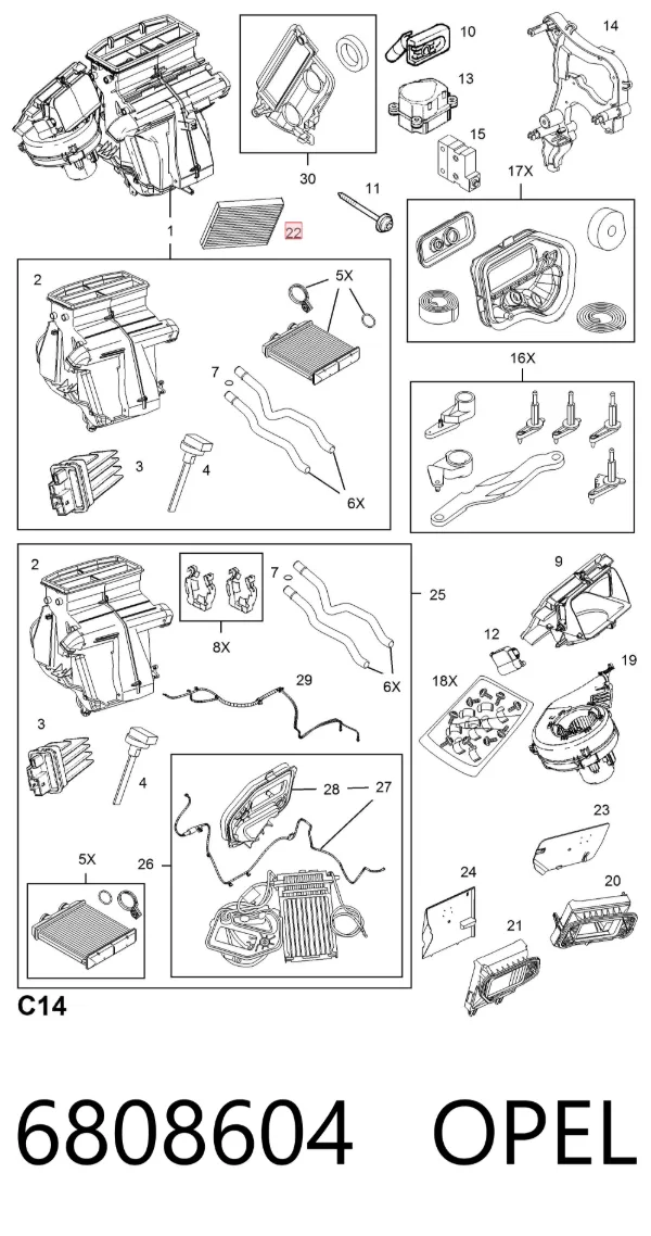 Filtro de habitáculo 6808604 Opel