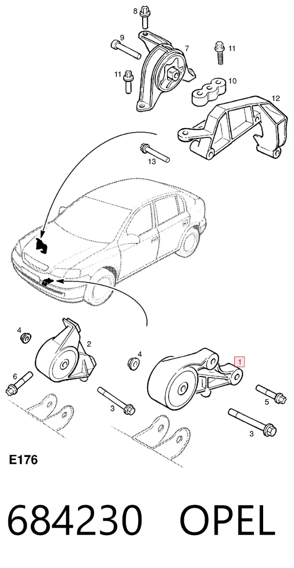 Soporte de motor delantero 684230 Opel