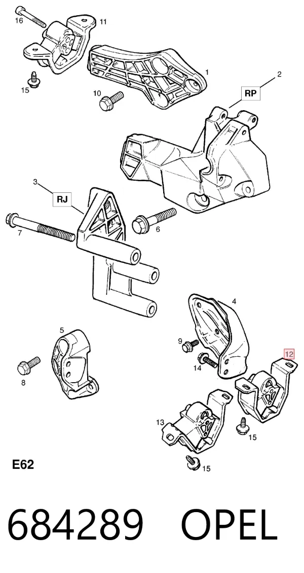 Soporte izquierdo del motor 684289 Opel