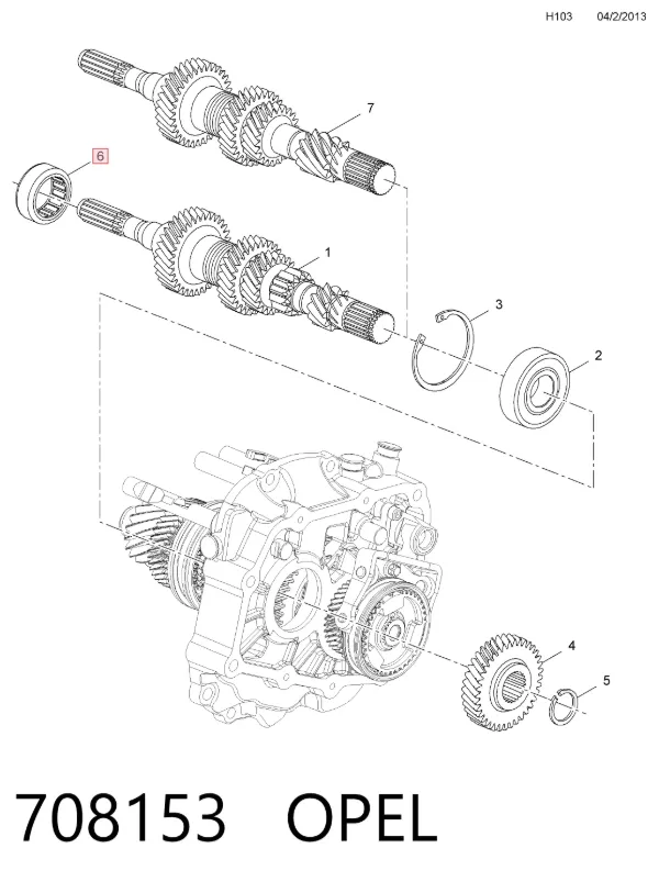 Cojinete, caja de cambios 708153 Opel