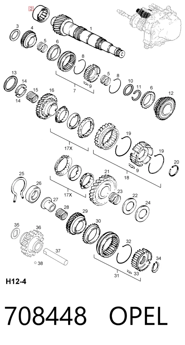 Rodamiento caja de cambios 708448 Opel
