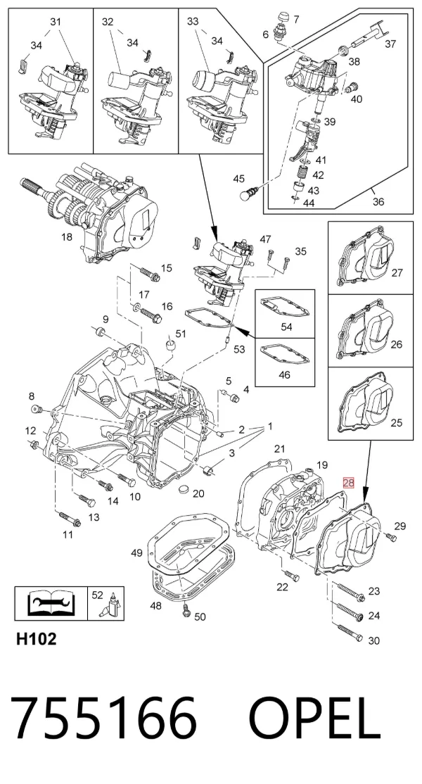 Junta de tapa de caja de cambios 755166 Opel