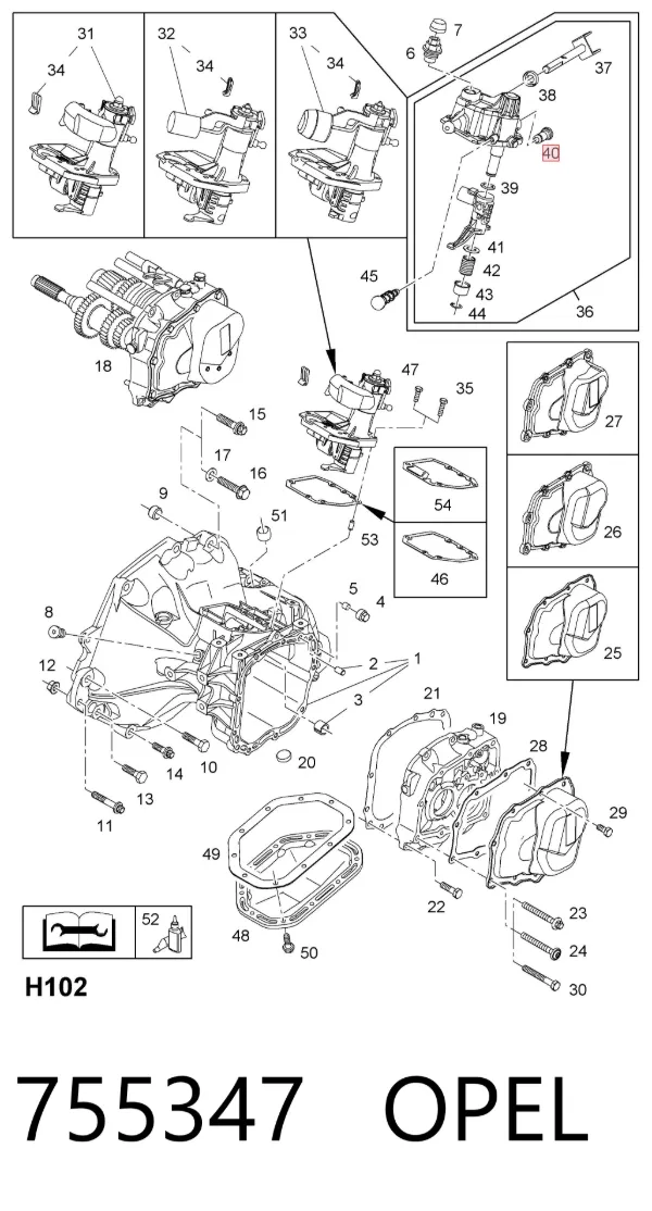 Casquillo palanca cambio 755347 Opel