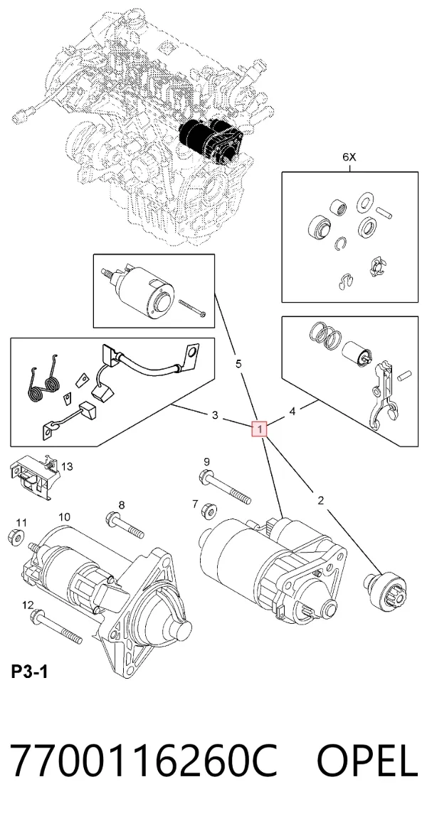Motor de arranque 7700116260C Opel