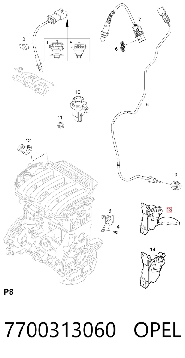 Pedal del acelerador 7700313060 Opel