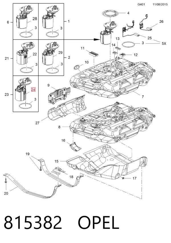 Unidad de alimentación de combustible 815382 Opel