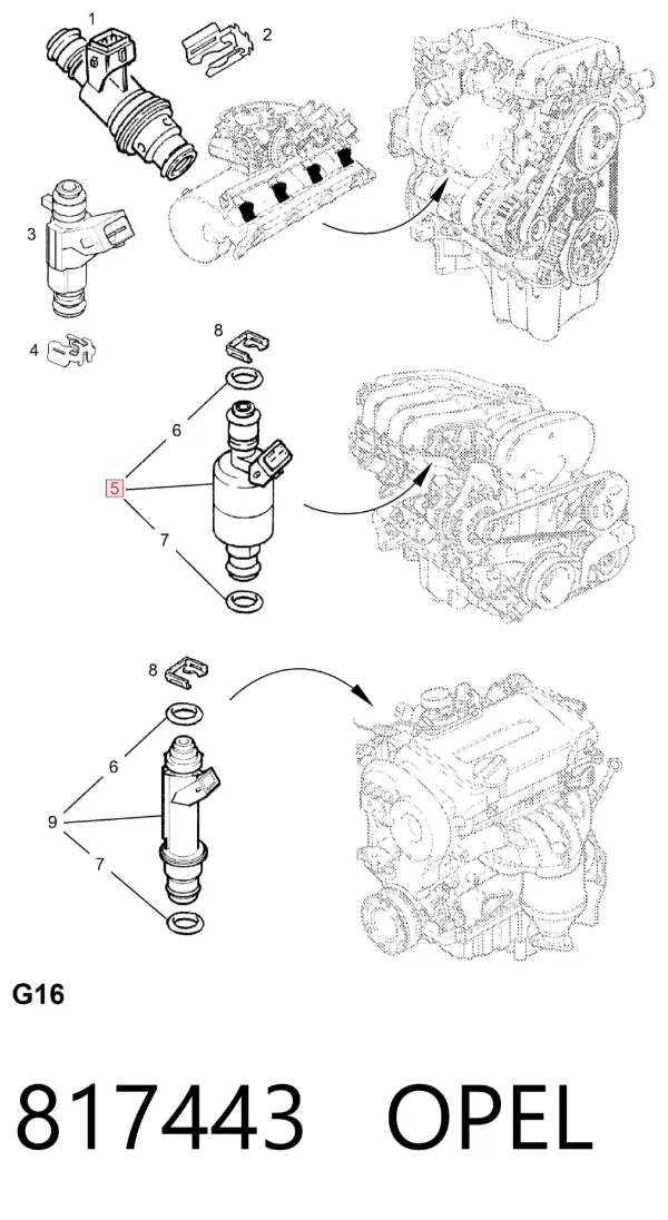 Inyector 817443 Opel