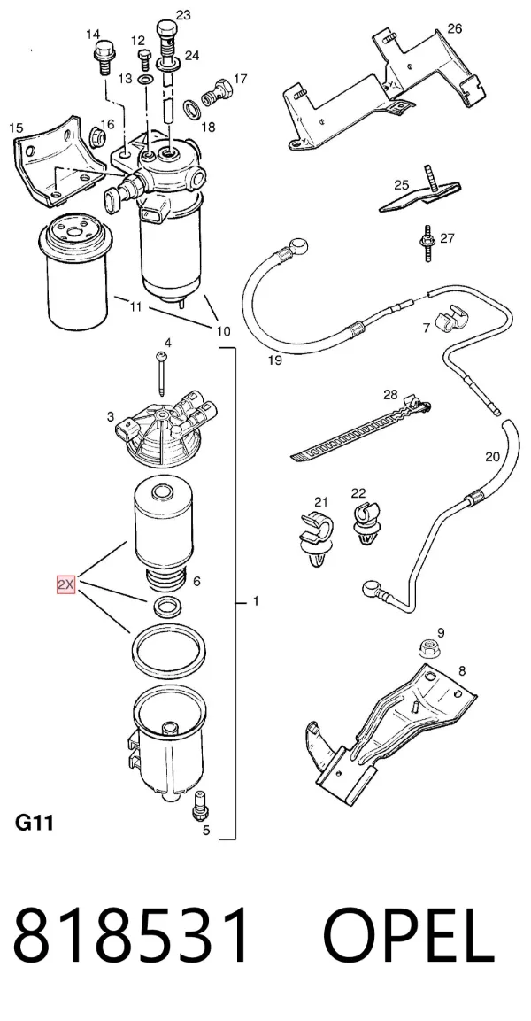 Filtro de combustible 818531 Opel