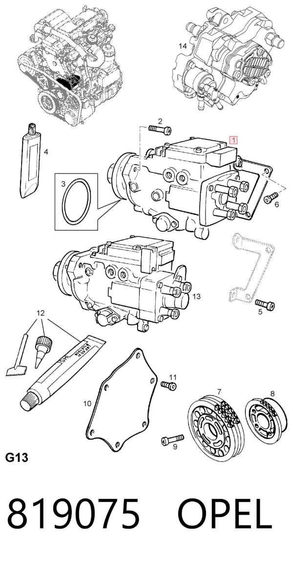 Bomba inyectora 819075 Opel