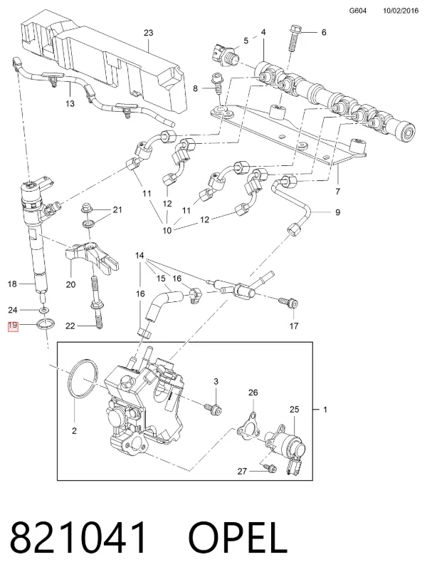 Junta de inyectores 821041 Opel