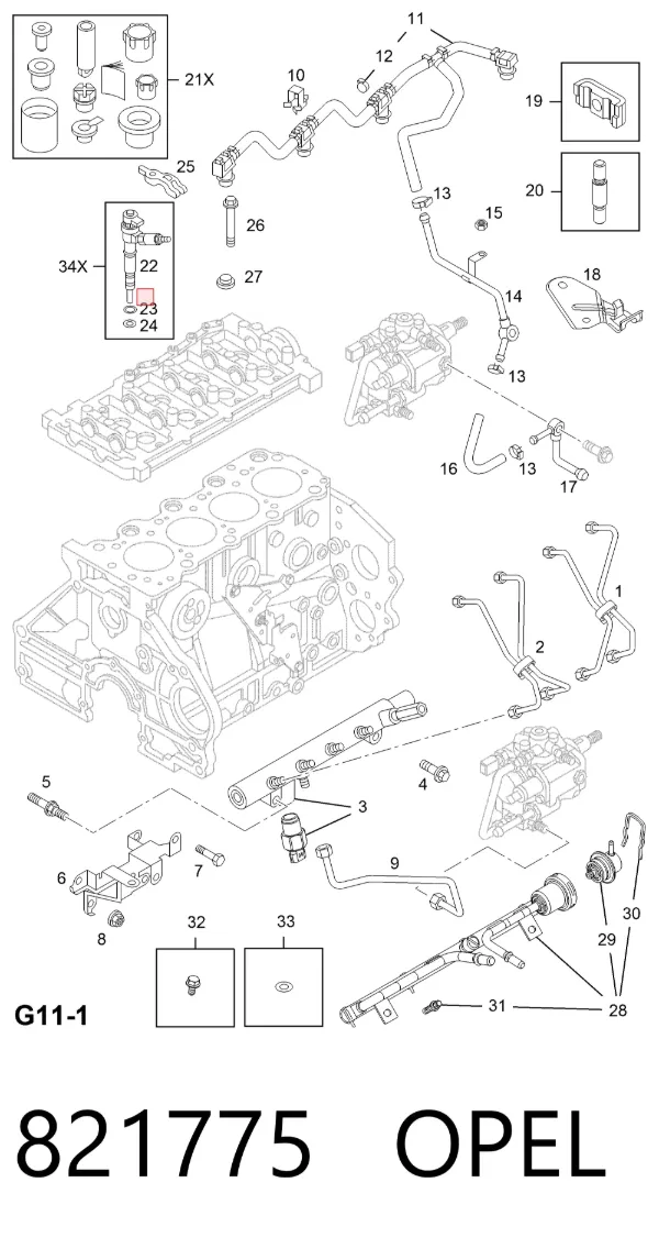 Junta de inyectores 821775 Opel