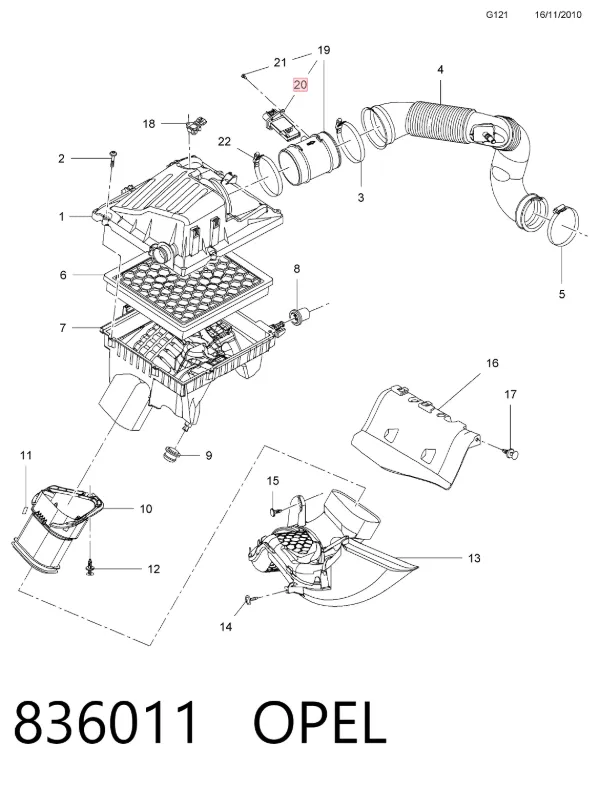 Caudalímetro 836011 Opel