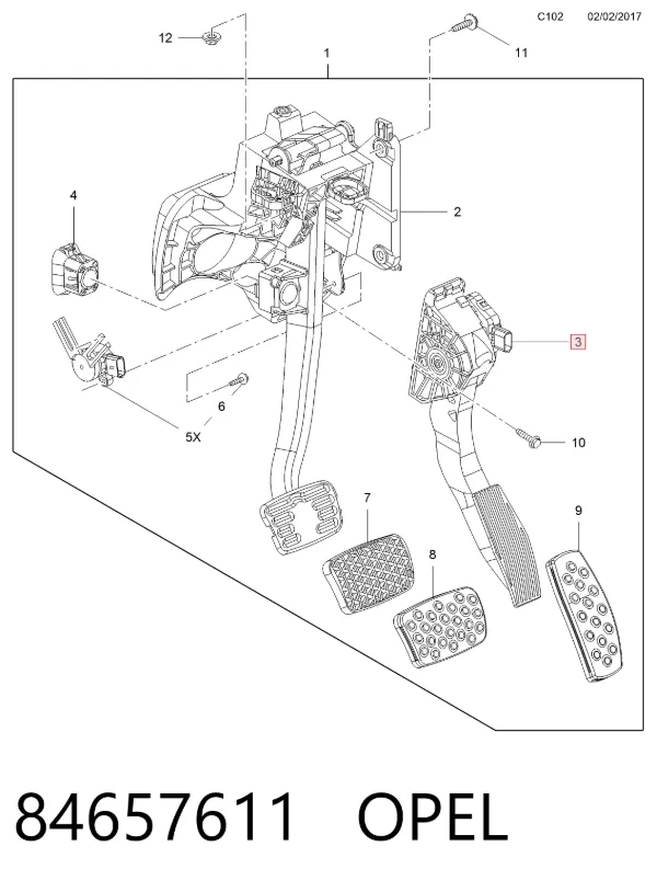 Pedal del acelerador 84657611 Opel