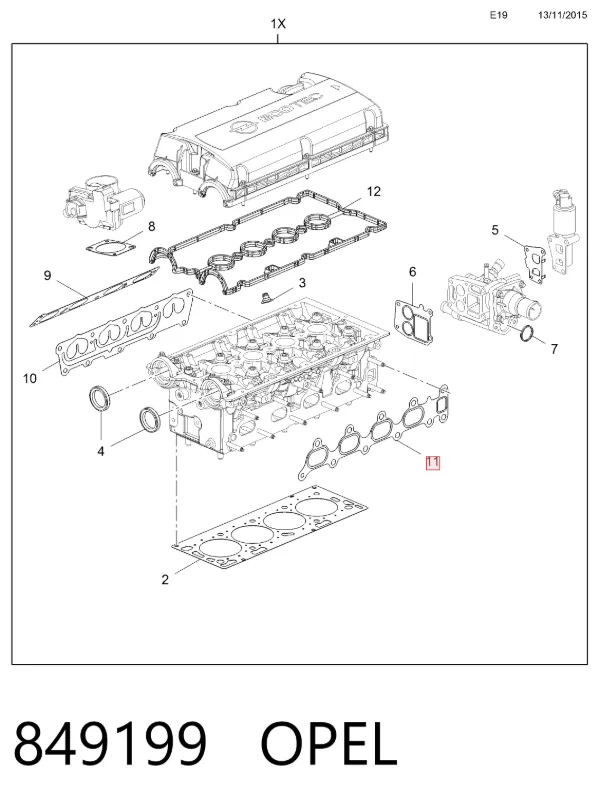 Junta colector escape 849199 Opel