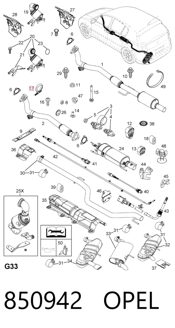 Abrazadera del colector de escape 850942 Opel