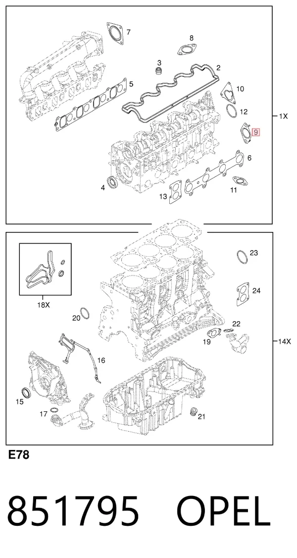Junta de válvula EGR 851795 Opel