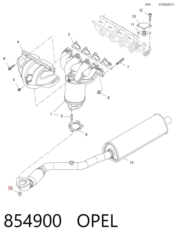 Tuerca del cubo de rueda trasera 854900 Opel