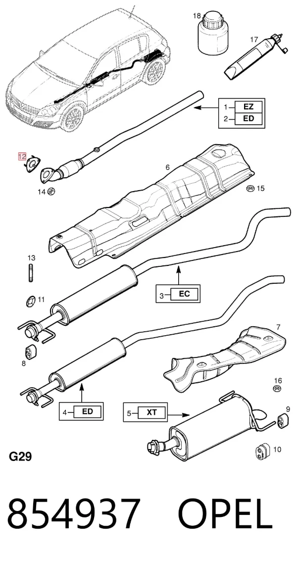 Junta de escape 854937 Opel