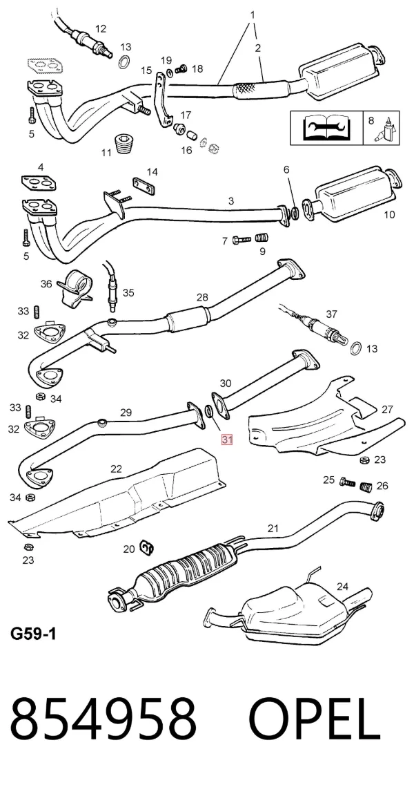 Junta de escape 854958 Opel