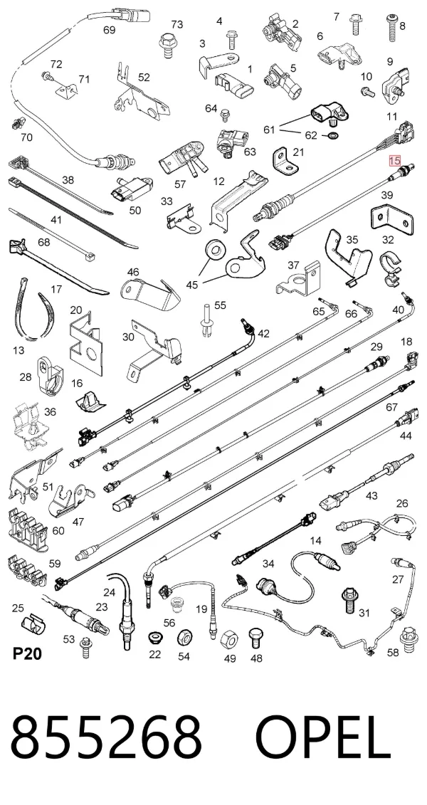 Sensor de oxígeno previo al catalizador 855268 Opel