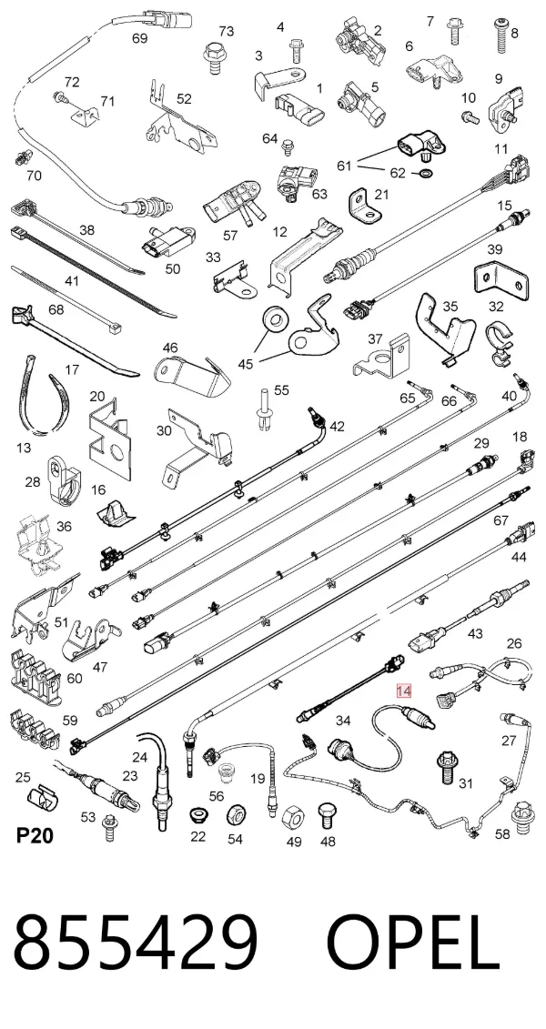 Sonda lambda de oxígeno posterior al catalizador 855429 Opel