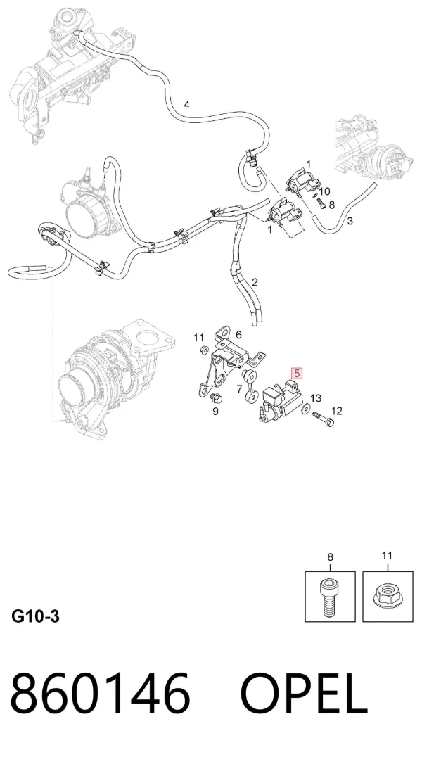 Válvula solenoide de control de presión de sobrealimentación 860146 Opel