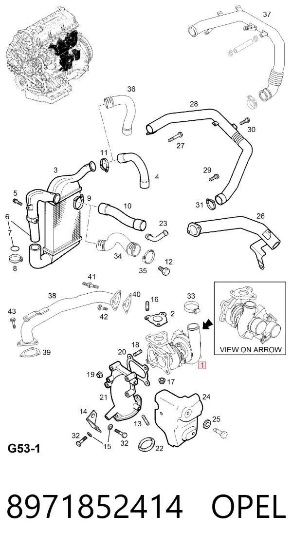 Turbocompresor 8971852414 Opel