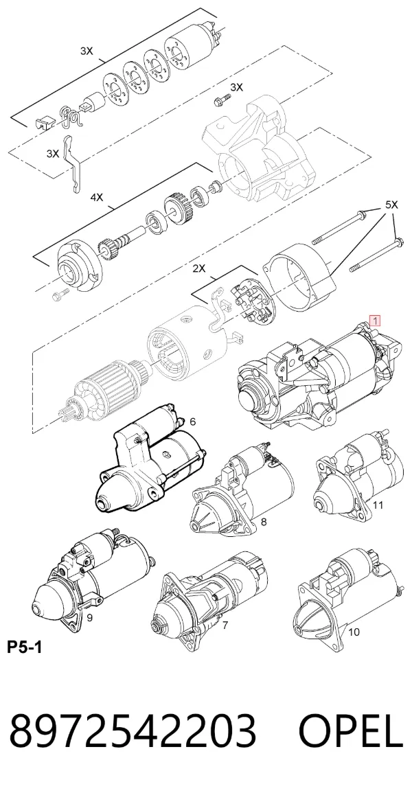Motor de arranque 8972542203 Opel