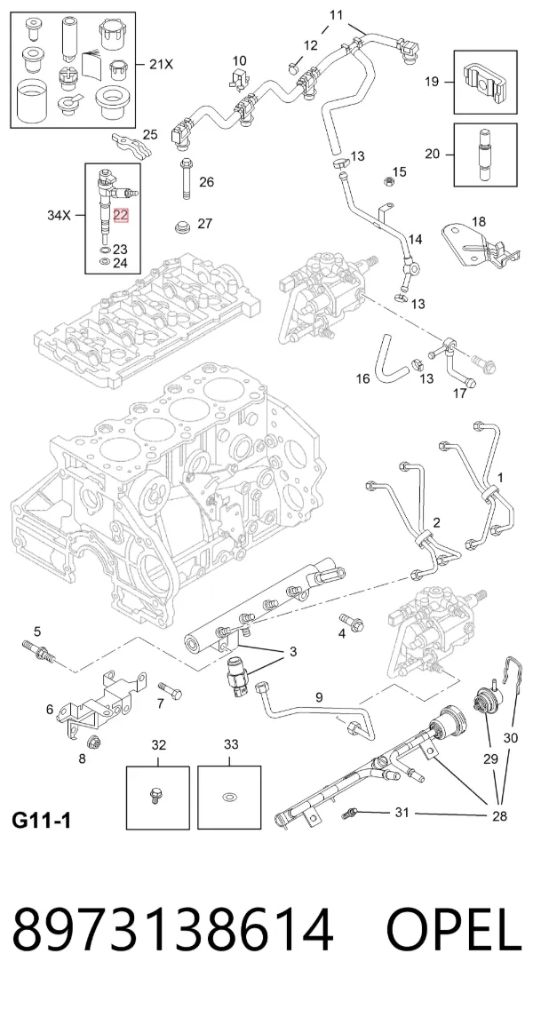 Inyector 8973138614 Opel