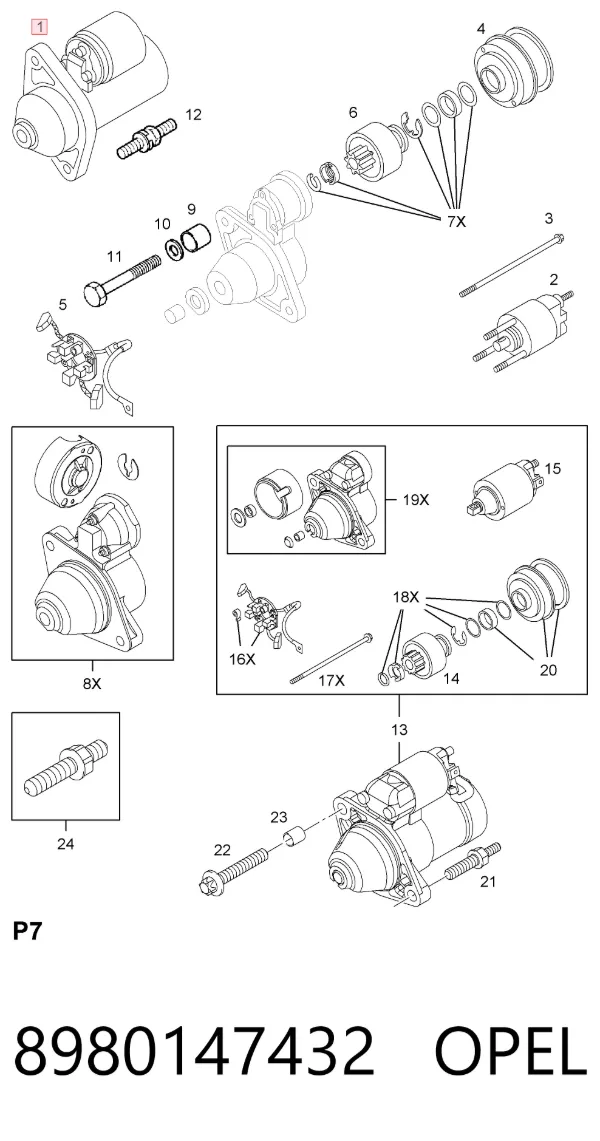 Motor de arranque 8980147432 Opel