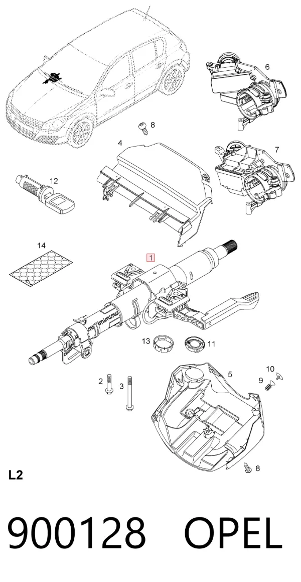Columna dirección 900128 Opel
