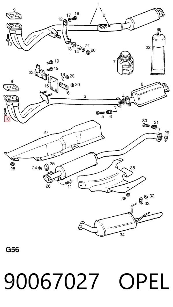 Perno del sistema de escape (silenciador) 90067027 Opel