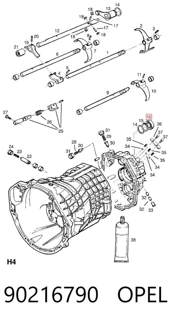 Retén del vástago del cambio de la caja de cambios 90216790 Opel