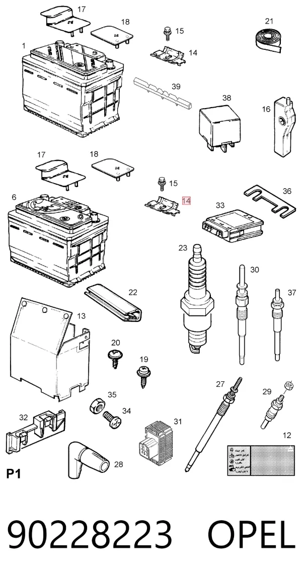 Soporte de batería 90228223 Peugeot/Citroen