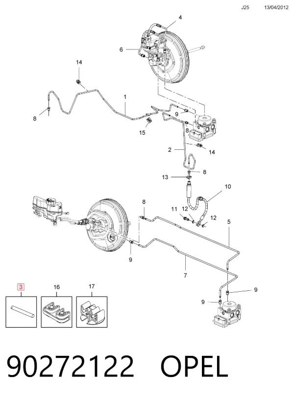 Tubo de freno en rollo 90272122 Opel