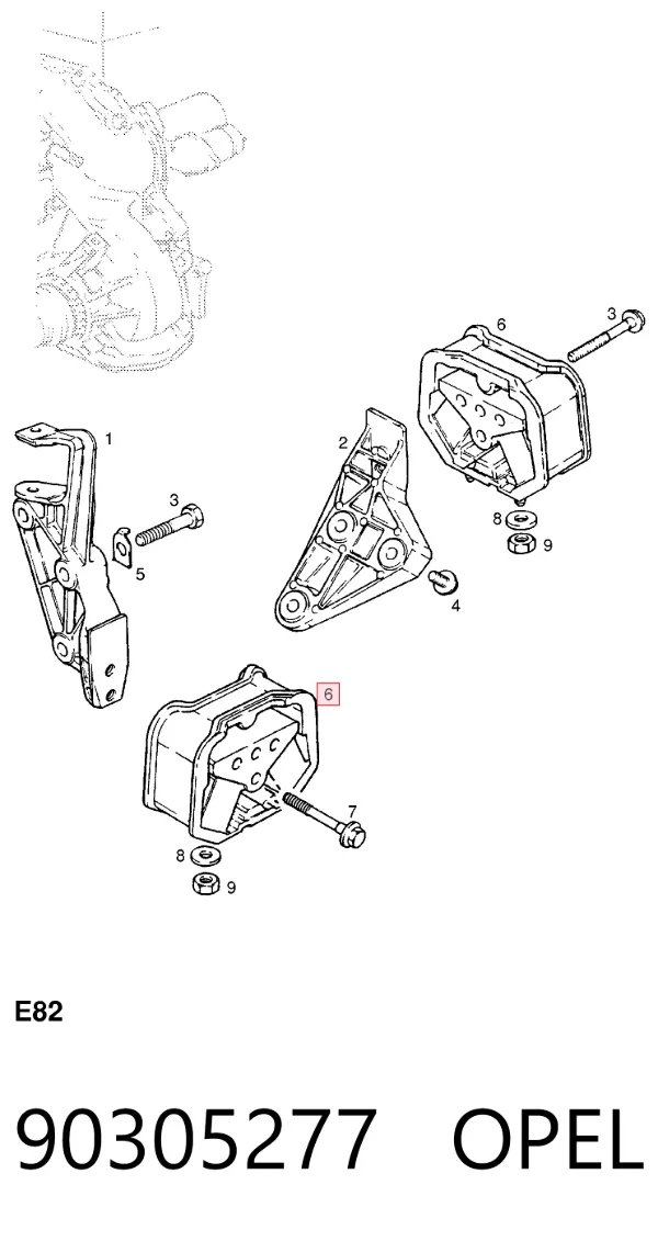 Soporte de motor trasero 90305277 Opel