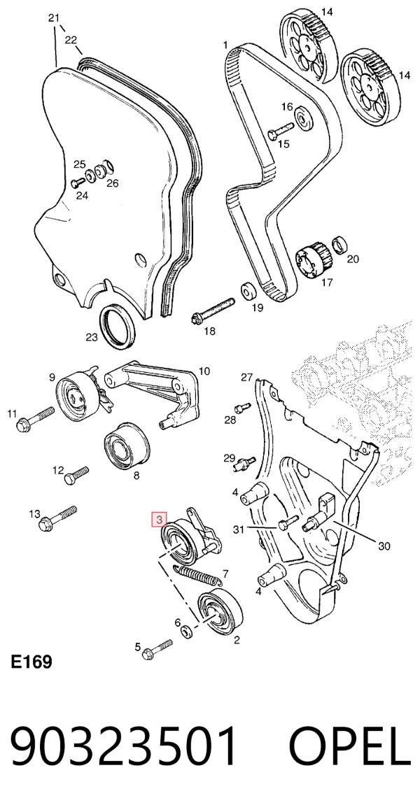 Tensor correa distribución 90323501 Opel