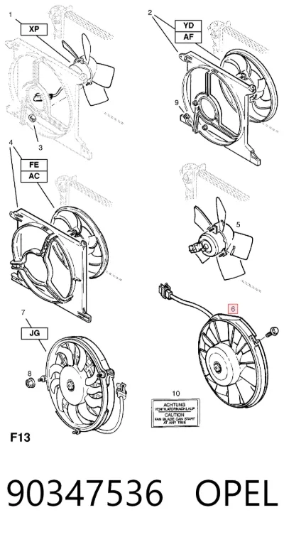 Ventilador eléctrico de aire acondicionado completo (motor y aspa) OPEL 90347536