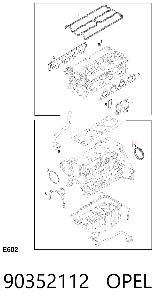 Retén de cigüeñal 90352112 Opel