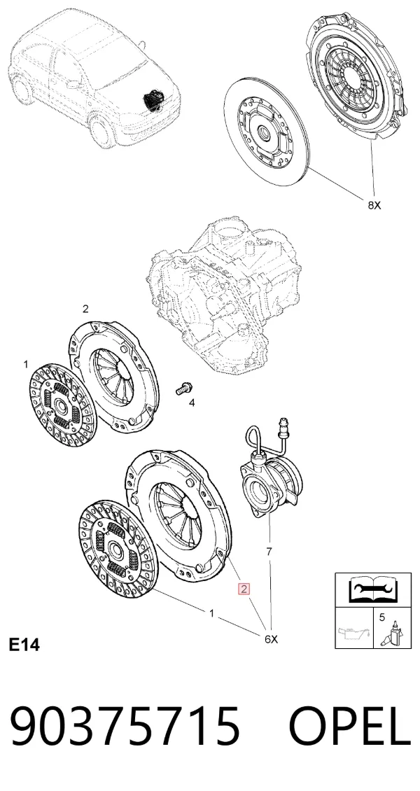 Plato de presión de embrague 90375715 Opel