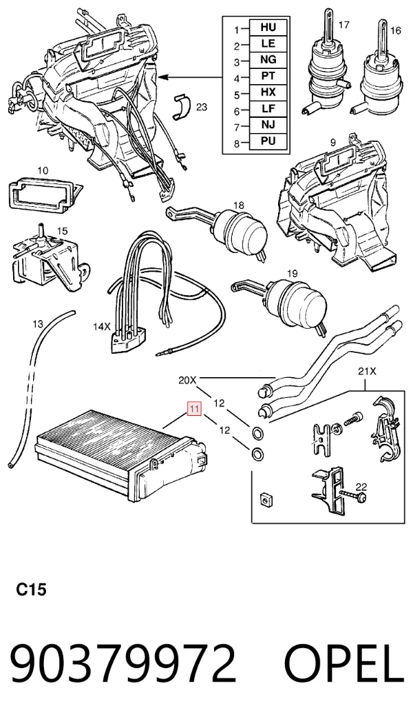 Radiador calefacción 90379972 Opel