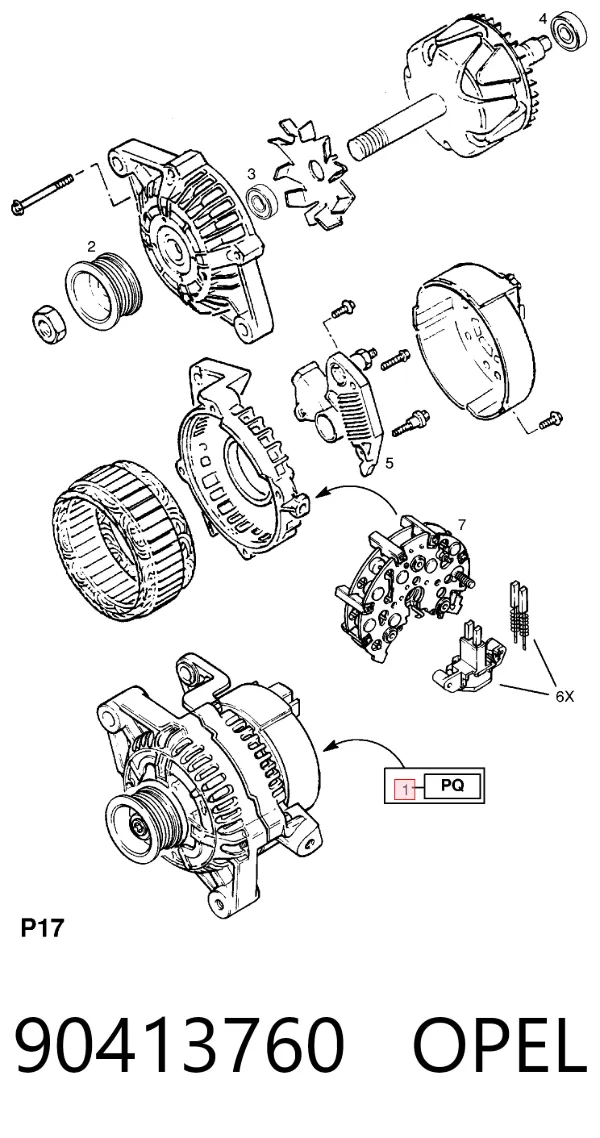 Alternador 90413760 Opel