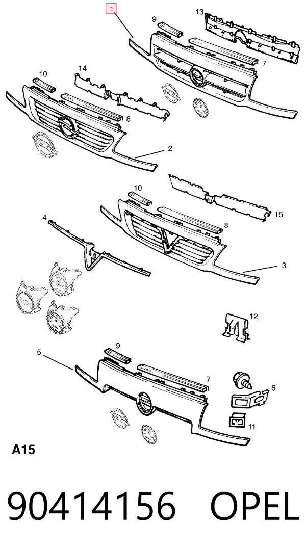 Parrilla 90414156 Opel
